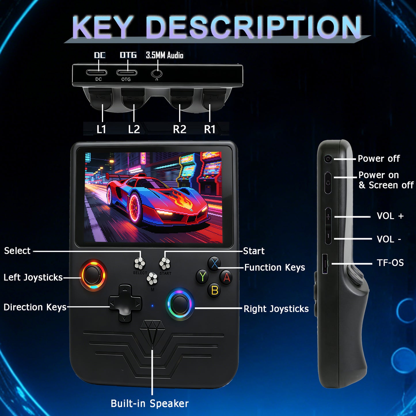 RegiisJoy R60MAX Handheld Game Console, 5.5 Inch IPS Screen,40000 Games 6000mAh Battery