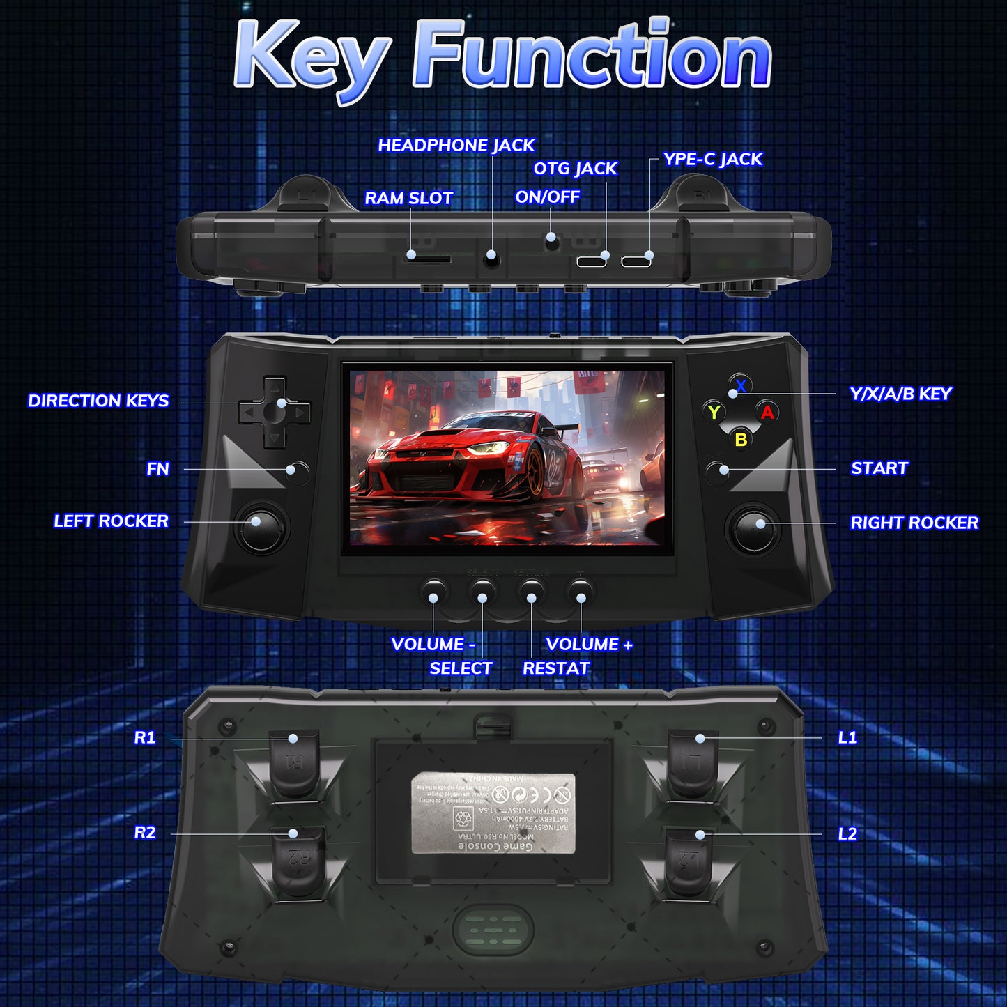 RegiisJoy R50 Ultra 50000 in 1 Handheld Game Console 4.5 Inch IPS Screen