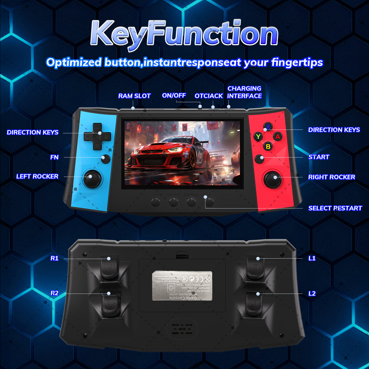 RegiisJoy R50 Ultra 50000 in 1 Handheld Game Console 4.5 Inch IPS Screen