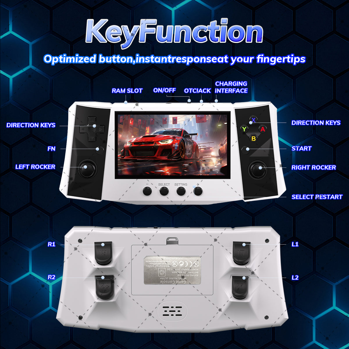 RegiisJoy R50 Ultra 50000 in 1 Handheld Game Console 4.5 Inch IPS Screen