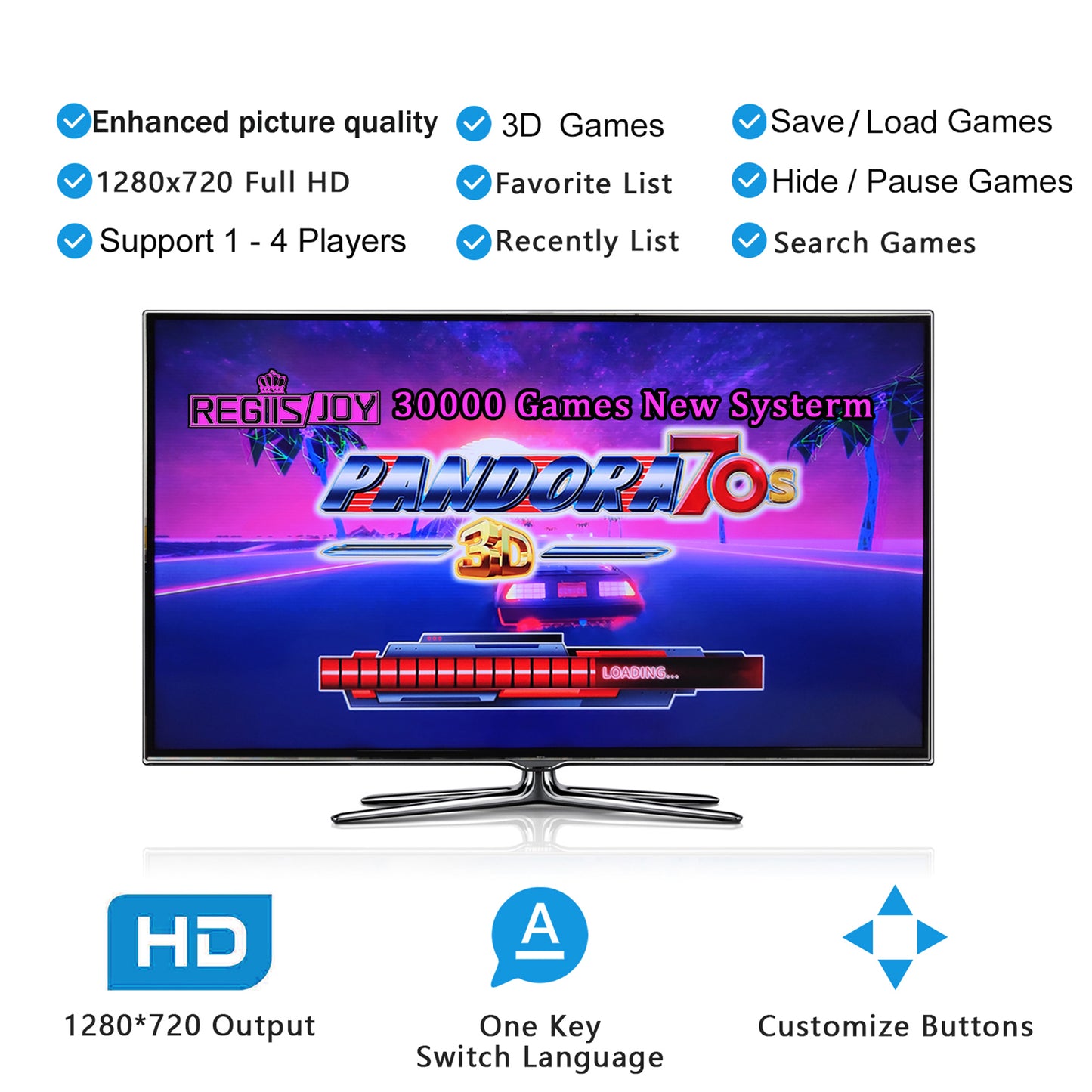 RegiisJoy 30000 in 1 Arcade Game Console Pandora Box 70S 128G TF PCM-F70
