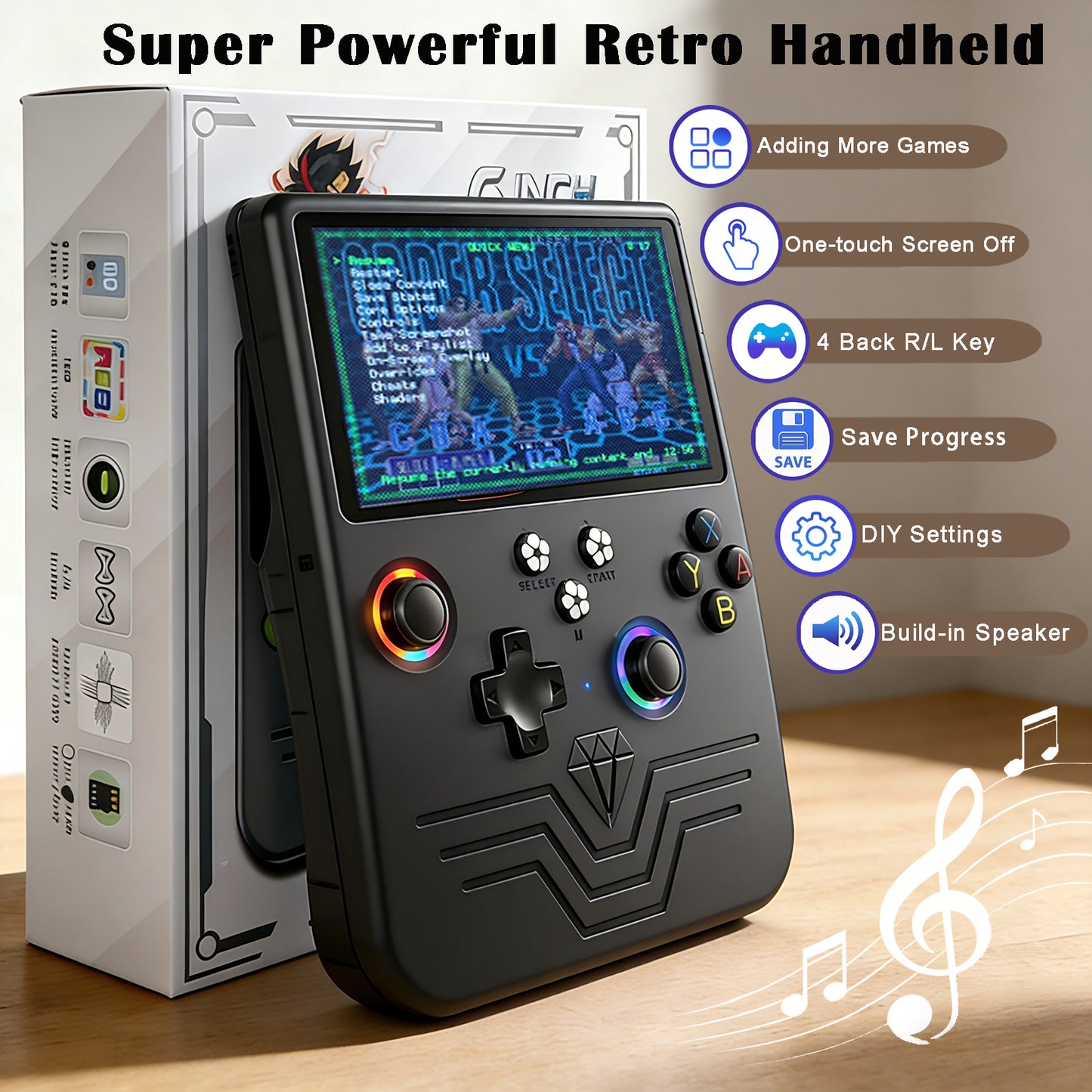 RegiisJoy R60MAX Handheld Game Console, 5.5 Inch IPS Screen,40000 Games 6000mAh Battery