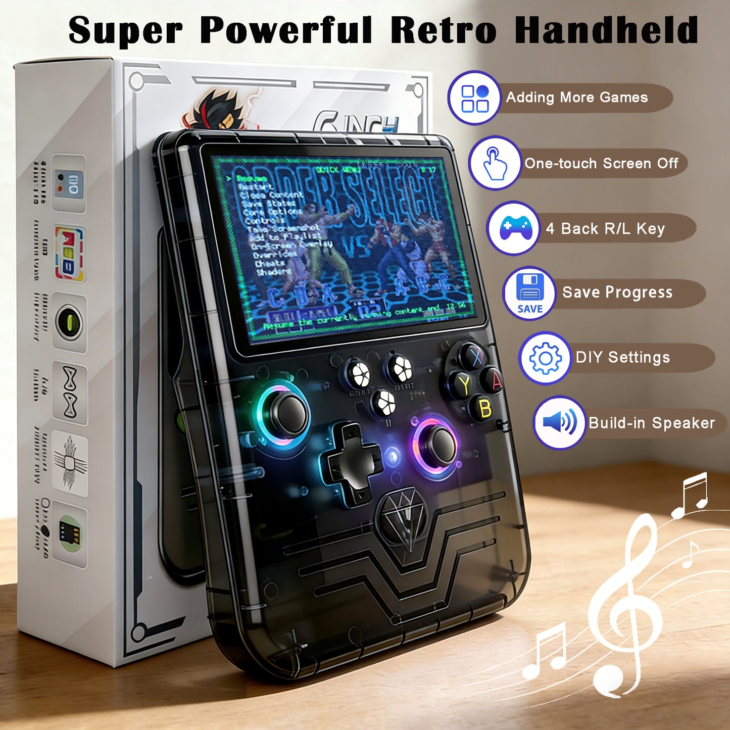 RegiisJoy R60MAX Handheld Game Console, 5.5 Inch IPS Screen,40000 Games 6000mAh Battery