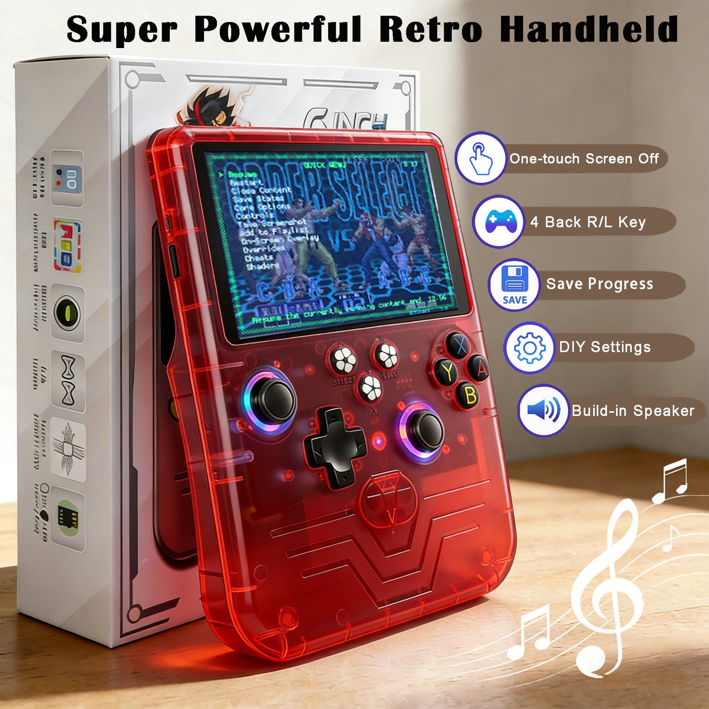 RegiisJoy R60MAX Handheld Game Console, 5.5 Inch IPS Screen,40000 Games 6000mAh Battery