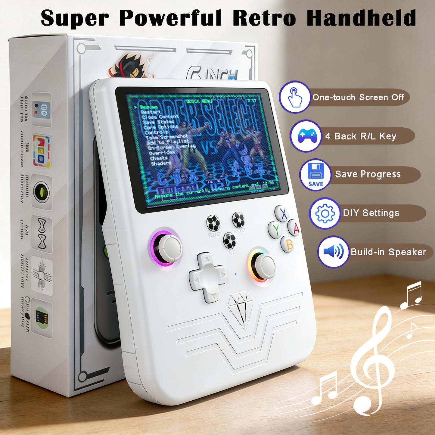 RegiisJoy R60MAX Handheld Game Console, 5.5 Inch IPS Screen,40000 Games 6000mAh Battery